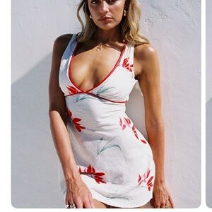 Princess Polly White and Red Floral Mini Dress